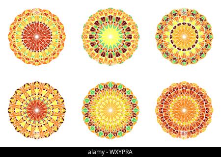 Abstract colorful ornate mandala circulaire set - ornement polygonale illustrations vectorielles à partir de triangles en mosaïque Illustration de Vecteur