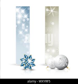 Vecteur Ensemble de cartes de Noël et du Nouvel An ou des bannières avec décor Illustration de Vecteur