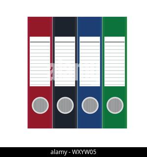 Divers fichiers colorés contre fond blanc Illustration de Vecteur