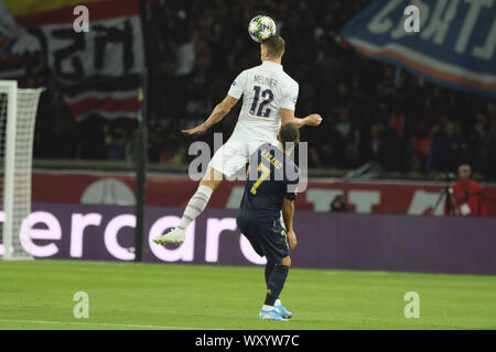 Paris, France. 18 Sep, 2019. Paris SG Défenseur THOMAS MEUNIER en action lors de la Ligue des Champions, Groupe A Journée 1 entre Paris Saint Germain et Real Madrid FC au Parc des Princes - Paris - France.PSG a gagné 3:0 Crédit : Pierre Stevenin/ZUMA/Alamy Fil Live News Banque D'Images