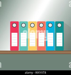 Divers fichiers colorés contre fond blanc Illustration de Vecteur