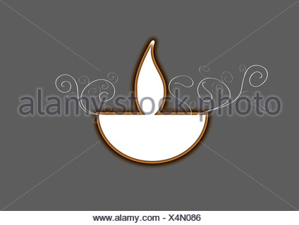 Lampe à huile Diwali isolé sur fond gris