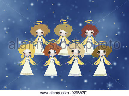 Illustration Ciel Ange Sept Chorale Chanter Graphiques