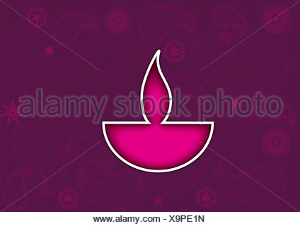 Lampe à huile Diwali isolé sur fond coloré