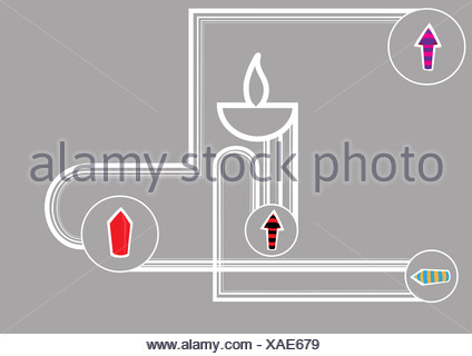Diwali lampe à huile de pétards isolé sur fond gris