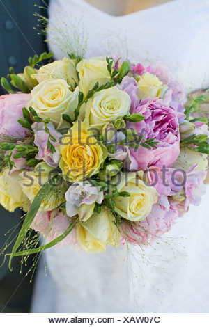 Un bouquet de mariée, close-up, en Suède.