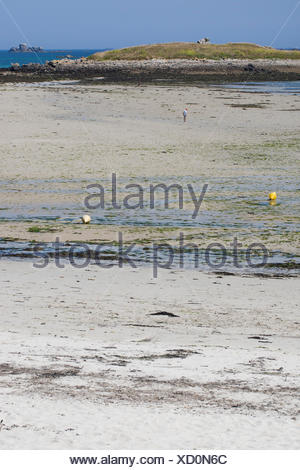 Segment de plage à marée basse, France, Bretagne, Océan Atlantique