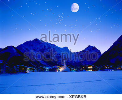 Autriche Tyrol Pertisau Vue Locale Soir Ciel étoilé La
