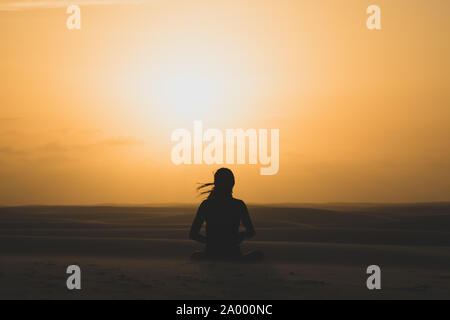 Tramonto in Lençóis Maranhenses Foto Stock