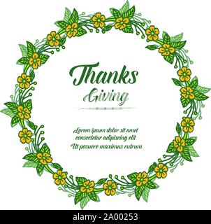 Lettera di ringraziamento, con giallo naturale cornice floreale. Vettore Illustrazione Vettoriale