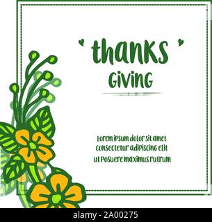Lettera di ringraziamento, con giallo naturale cornice floreale. Vettore Illustrazione Vettoriale