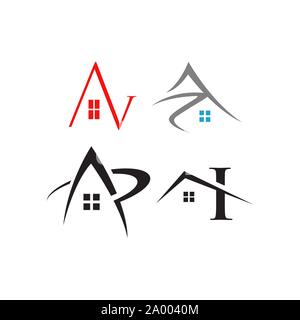 Concetto e idea di casa appartamento realty logo design vector Illustrazione Vettoriale