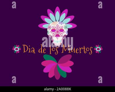 Il dia de los Muertos. Il giorno dei morti. Cranio e fiori. Illustrazione Vettoriale Illustrazione Vettoriale