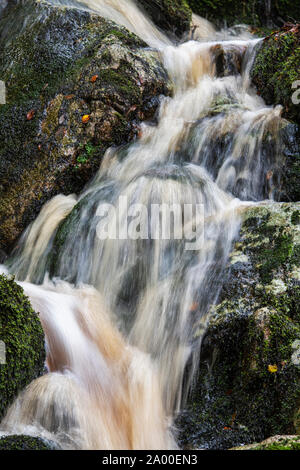 Masterizzazione Cordorcan cascate in legno della Cree Riserva Naturale, Newton Stewart, Dumfries and Galloway, Scozia Foto Stock