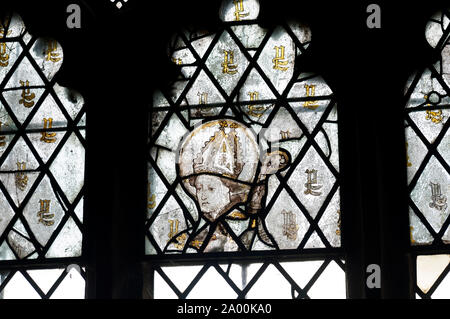 Medieval vetrate, San Michele e Tutti gli Angeli Chiesa, Loddington, Leicestershire, England, Regno Unito Foto Stock