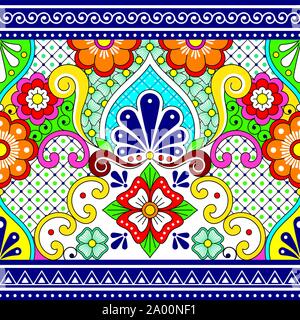 Messicano vettore Talavera seamless pattern, sfondo ripetitivo ispirate alla tradizione della ceramica e del design di ceramica dal Messico Illustrazione Vettoriale