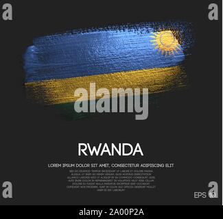 Ruanda bandiera fatta di Glitter Sparkle spazzola vettore di vernice Illustrazione Vettoriale