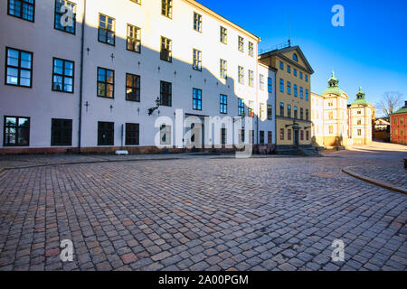 Architettura su Riddarholmen, un isolotto nel centro di Stoccolma che fa parte di Gamla Stan, la città vecchia di Stoccolma, Stoccolma, Svezia, Scandinavia Foto Stock