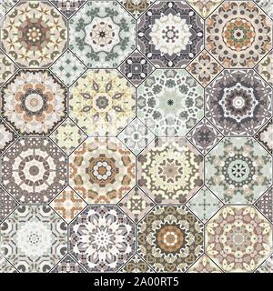 Set di vettore arabo seamless pattern. Raccolta di ottagonale quadrato e ornamenti. Decorativi ed elementi di design per i tessili, copertine di libri, manufac Illustrazione Vettoriale