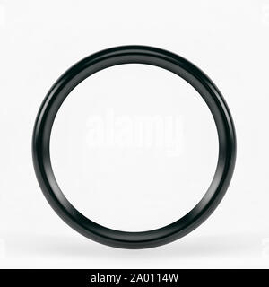 3d round cornice nera. Isolato su bianco Foto Stock