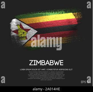 Zimbabwe bandiera fatta di Glitter Sparkle spazzola vettore di vernice Illustrazione Vettoriale