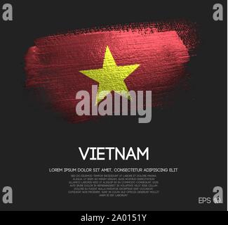 Il Vietnam bandiera fatta di Glitter Sparkle spazzola vettore di vernice Illustrazione Vettoriale