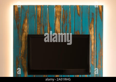 TV con self-made LED parete posteriore Foto Stock