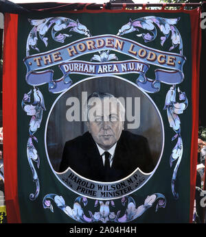 Horden Lodge Banner, Harold Wilson, Durham dei minatori,Gala 1976 Foto Stock