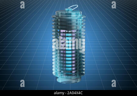 Visualizzazione 3D CAD modello di lampada elettrica zanzariera sterminatore di insetti, lanterna, cianografia. Il rendering 3D Foto Stock