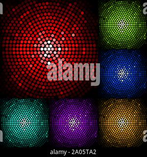 Discoteca partito sfere di luce in sei colori. Facile cambia colore. Illustrazione Vettoriale. Illustrazione Vettoriale
