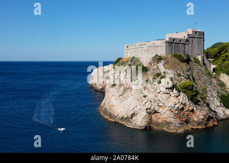 Fort Lovrijenac, parte delle fortificazioni di Dubrovnik e sul mare Adriatico, costa della Dalmazia, Croazia Europa Foto Stock