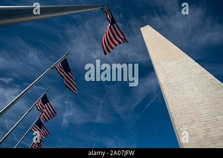 Washington DC, Stati Uniti d'America. 19 Sett 2019. Il Monumento di Washington ha riaperto oggi anno successivo di riparazioni e ristrutturazioni derivanti dal terremoto del 2011, a Washington, DC il Giovedì 19 Settembre, 2019. Foto di Kevin Dietsch/UPI Credito: UPI/Alamy Live News Foto Stock