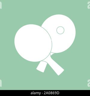 Illustrazione Vettoriale con attrezzature sportive per il tennis da tavolo. Due attraversato ping pong racchette e pallina. Ping Pong Icona linea. Ping pong club. Sport. Hea Illustrazione Vettoriale