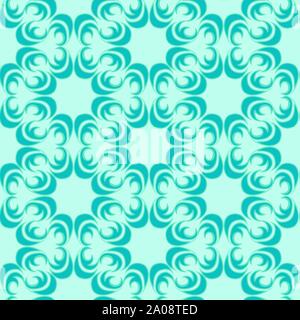 Seamless modello di vettore di floral e elementi astratti di colore turchese di forma rotonda su un mare sullo sfondo. Illustrazione Vettoriale