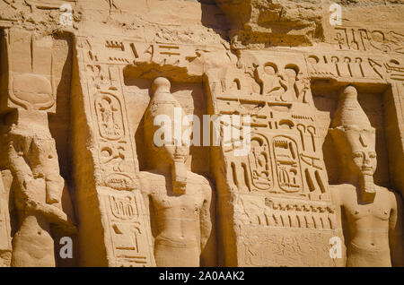 Il Tempio di Ramses II o 'Templo Mayor de Abu Simbel'. Egitto Foto Stock