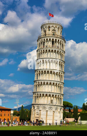 Torre pendente di Pisa torre campanaria, Piazza dei Miracoli a Pisa, Italia Foto Stock