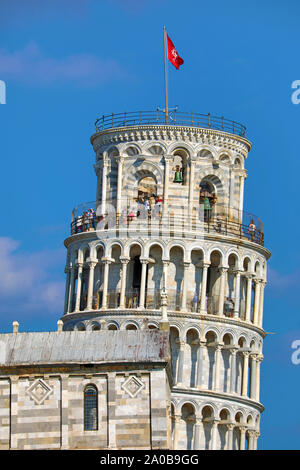 Torre pendente di Pisa torre campanaria, Piazza dei Miracoli a Pisa, Italia Foto Stock