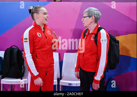 Doha in Qatar. 29 Luglio, 2019. ELLIE NERO parla di LORIE HENDERSON durante il concorso tenutosi presso l'Aspire Academy Dome a Doha, in Qatar. Credito: Amy Sanderson/ZUMA filo/Alamy Live News Foto Stock