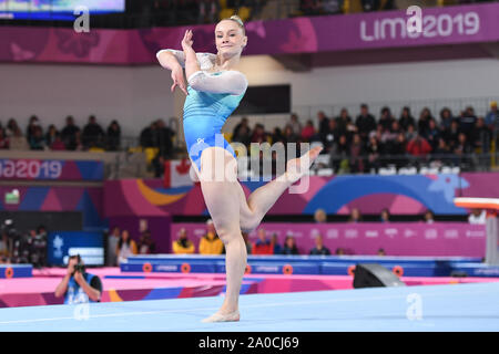 Doha in Qatar. 29 Luglio, 2019. RILEY MCCUSKER compete sul pavimento esercizio durante il concorso tenutosi presso l'Aspire Academy Dome a Doha, in Qatar. Credito: Amy Sanderson/ZUMA filo/Alamy Live News Foto Stock