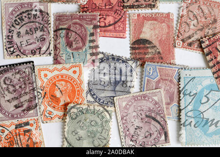 Assortimento di francobolli British Queen Victoria, francobolli, francobolli raccolta Foto Stock