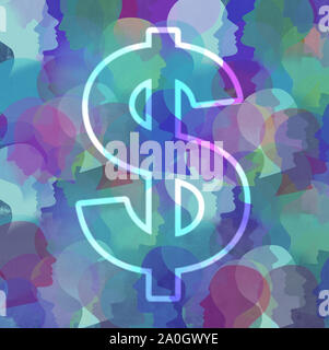 Il finanziamento pubblico o crowdfunding concetto di business in un 3D illustrazione dello stile. Foto Stock