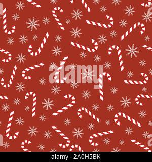 Vettore di Natale seamless pattern con candy canes Illustrazione Vettoriale