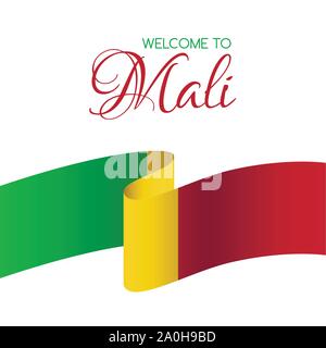 Benvenuti in Mali. Scheda con bandiera nazionale del Mali Illustrazione Vettoriale