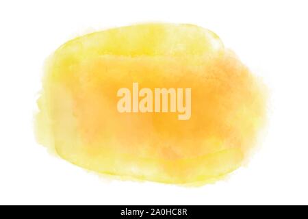 Abstract di giallo e arancione schizzi ad acquerello su sfondo bianco Illustrazione Vettoriale