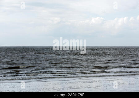 Norderney, Weststrand, Strand, Meer, Himmel, Wolken, Horizont Foto Stock