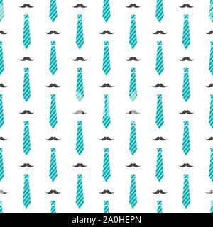 Vector seamless pattern con mustaches e cravatte blu. Tanga maschio sullo sfondo Illustrazione Vettoriale