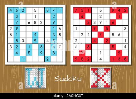 Il Sudoku impostato con le risposte. W, X lettere Illustrazione Vettoriale