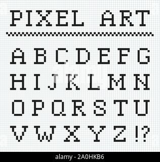 Pixel font. Set di vettore di pixel lettere Illustrazione Vettoriale