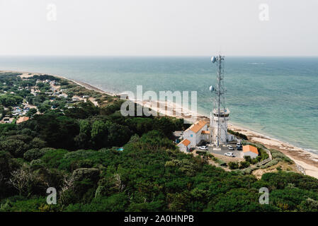 Isola di Re, Francia - 7 Agosto 2018: Faro di balene, Phare des Baleines. Foto Stock