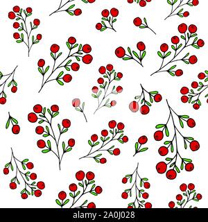 Bacche rosse pattern. Vector pattern senza giunture Illustrazione Vettoriale